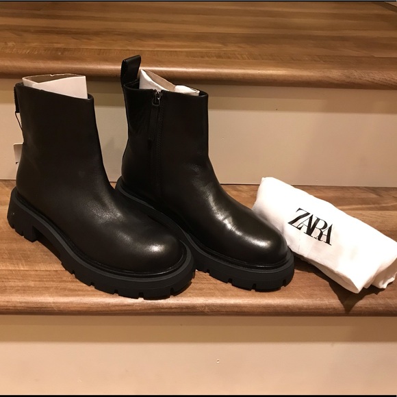 Zara Shoes - Zara Low Heel Lug Sole Ankle Boots